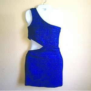 Love Culture Blue Shimmer One Shoulder Dress